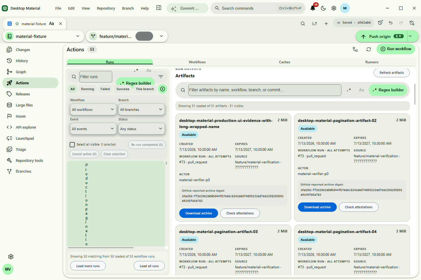 Headless Actions artifact inventory with bounded pagination