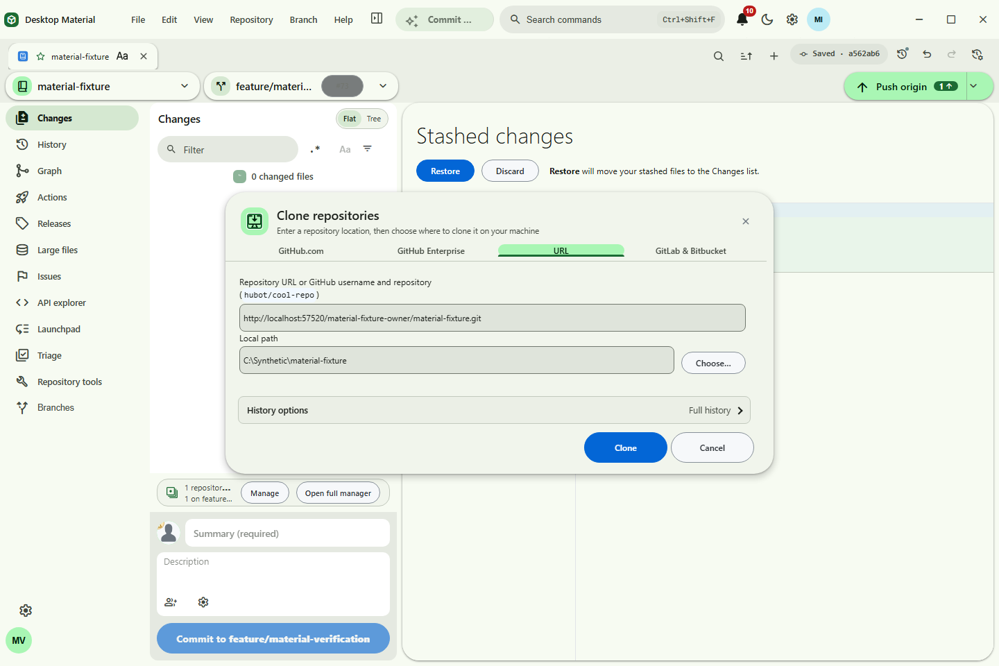 Generic HTTPS clone completed through exact-origin signed-in account fallback