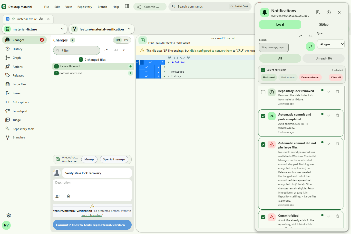 Filtered Local notifications selected for bulk triage