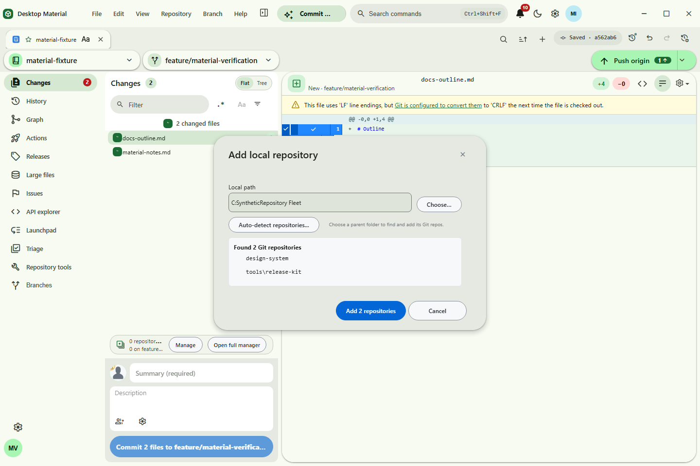 Repository folder detection during add and open