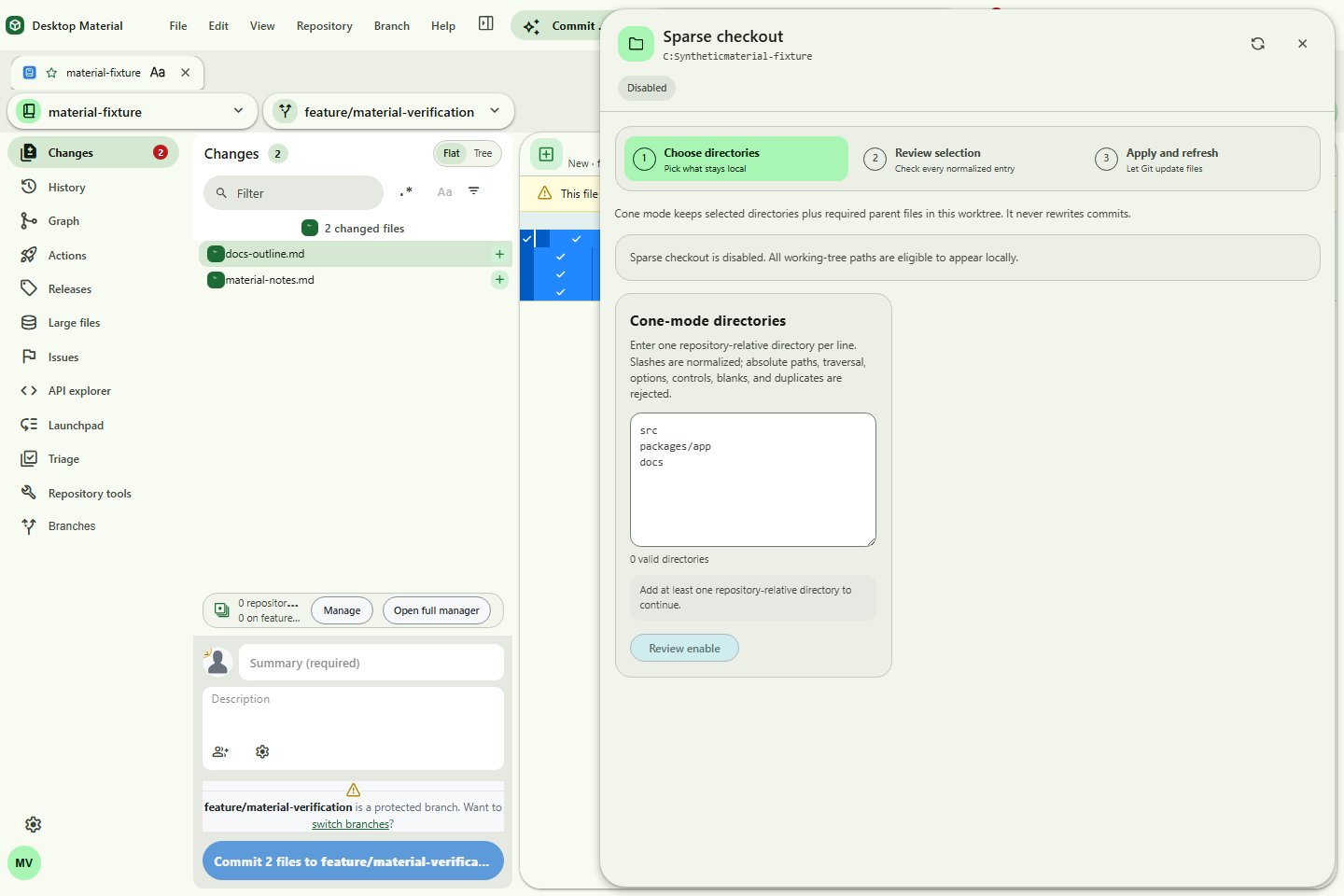 Guided sparse-checkout directory editor