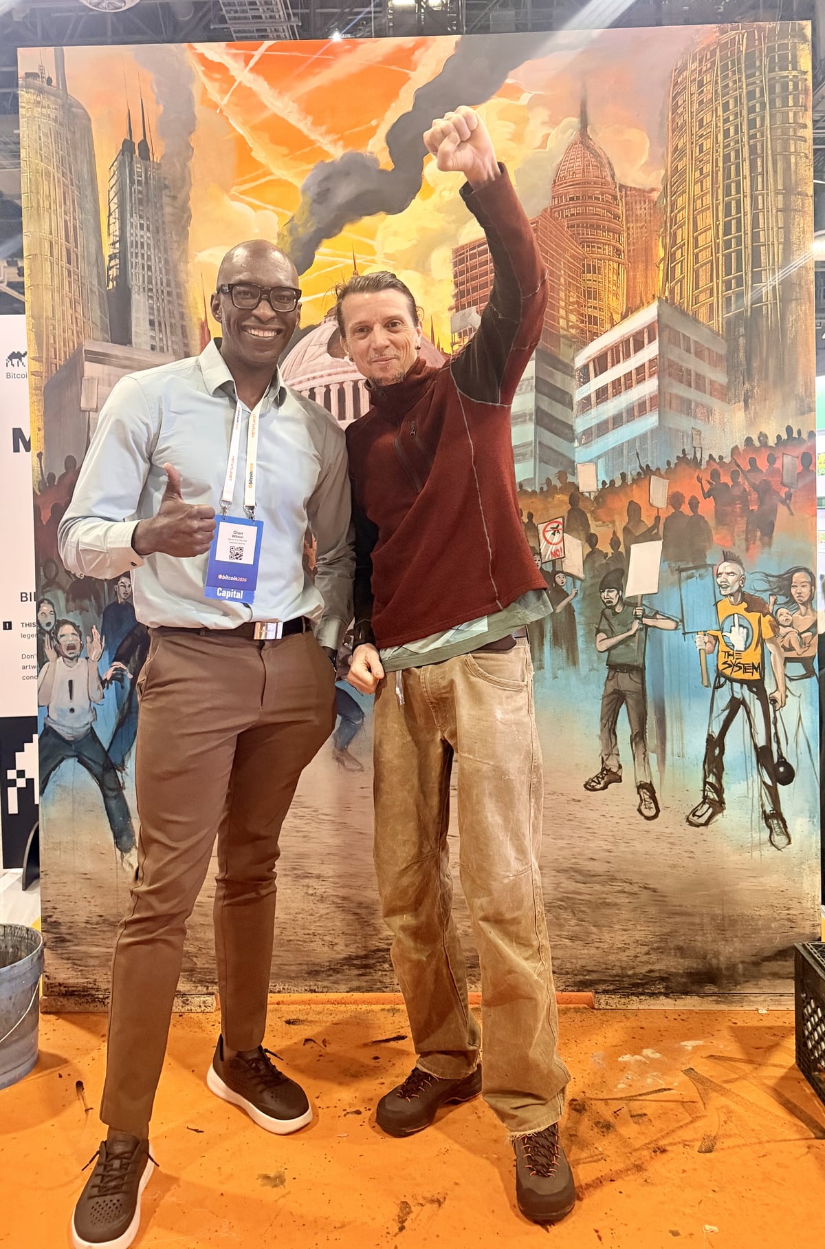 Mear One painting live at Bitcoin 2026 over three days