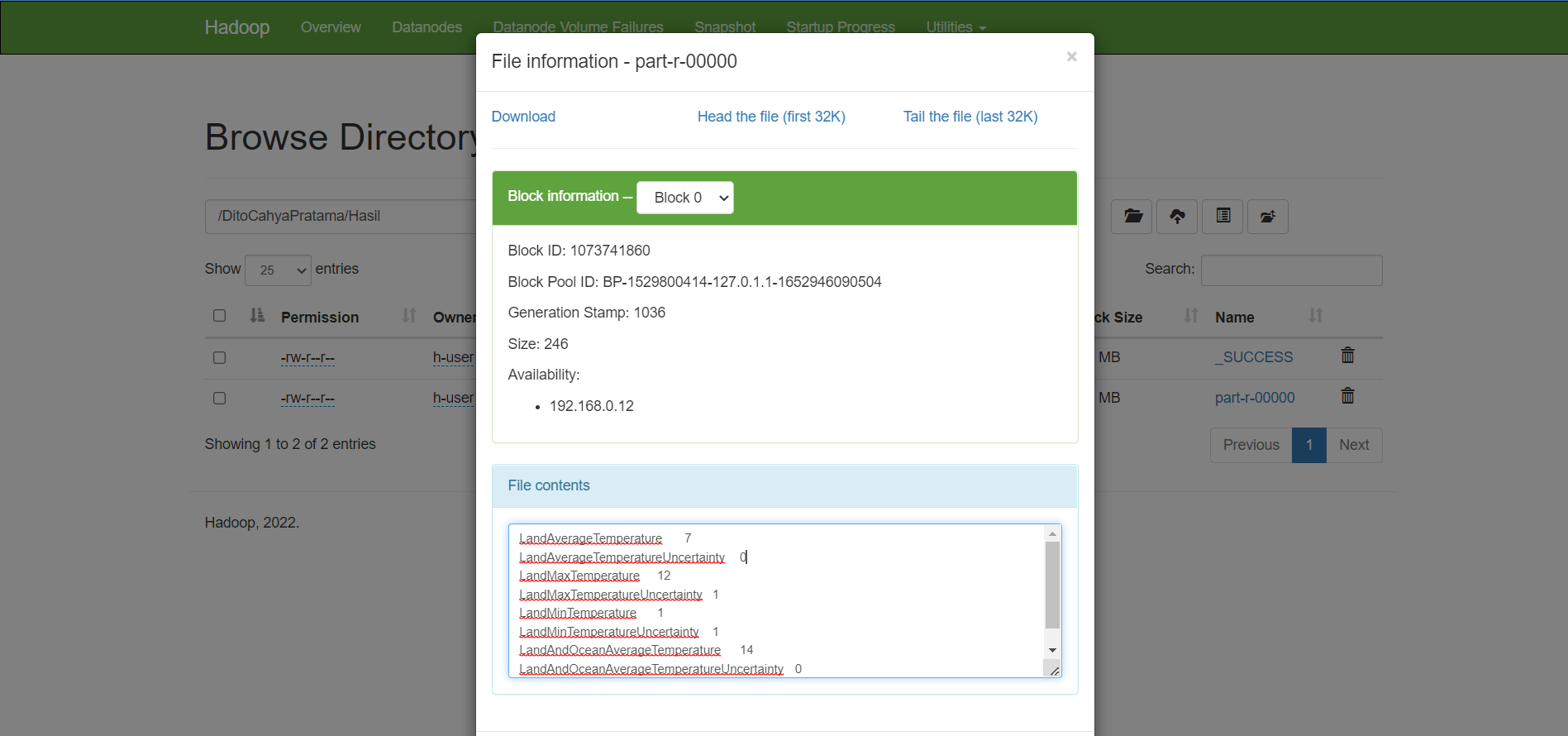 Hadoop Dashboard