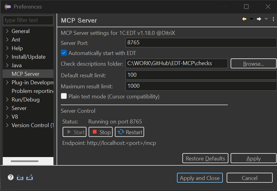 MCP Server Settings