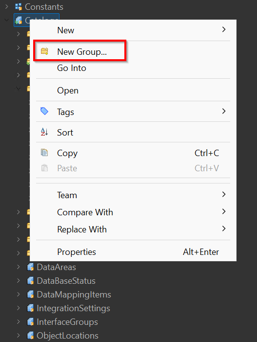 New Group Context Menu