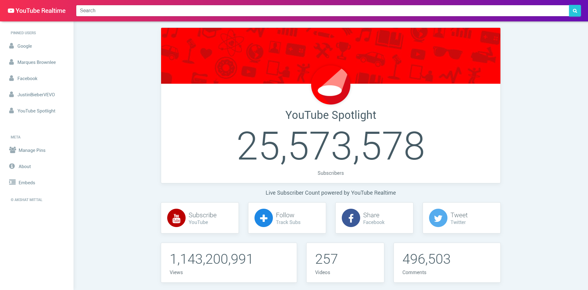 YouTube Realtime Screenshot