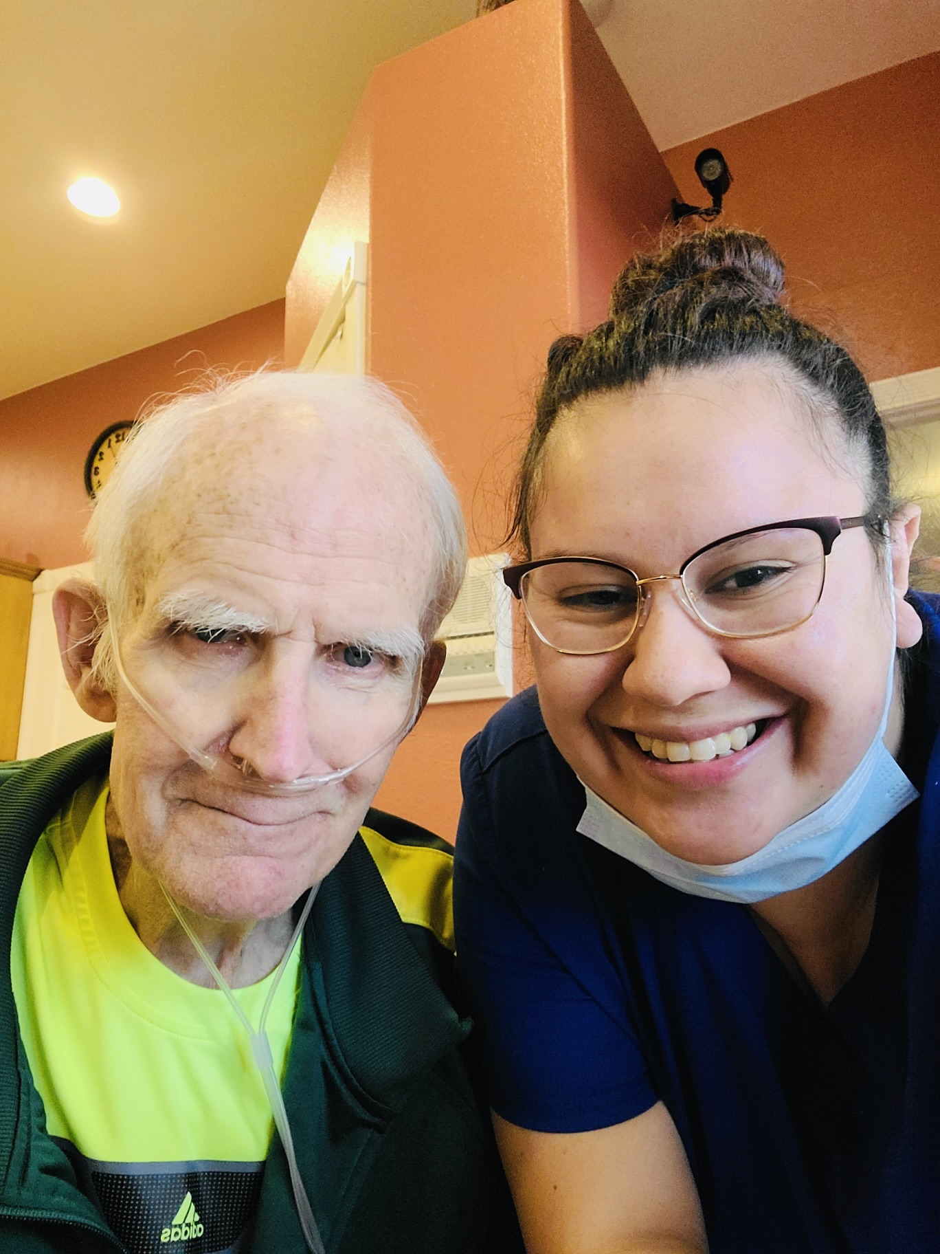 Caregiver with senior resident
