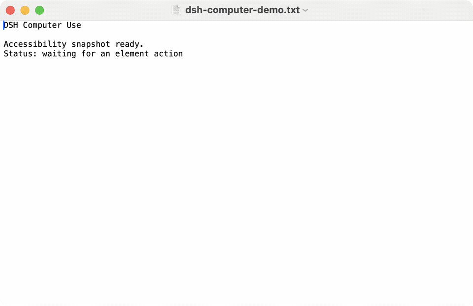 Computer Use demo: the AX tree resolves a TextEdit element and updates it