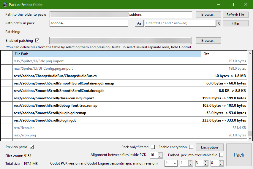 Pack Window with Patching