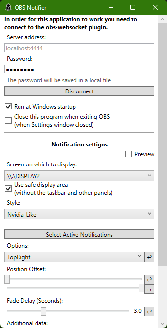 Settings Window