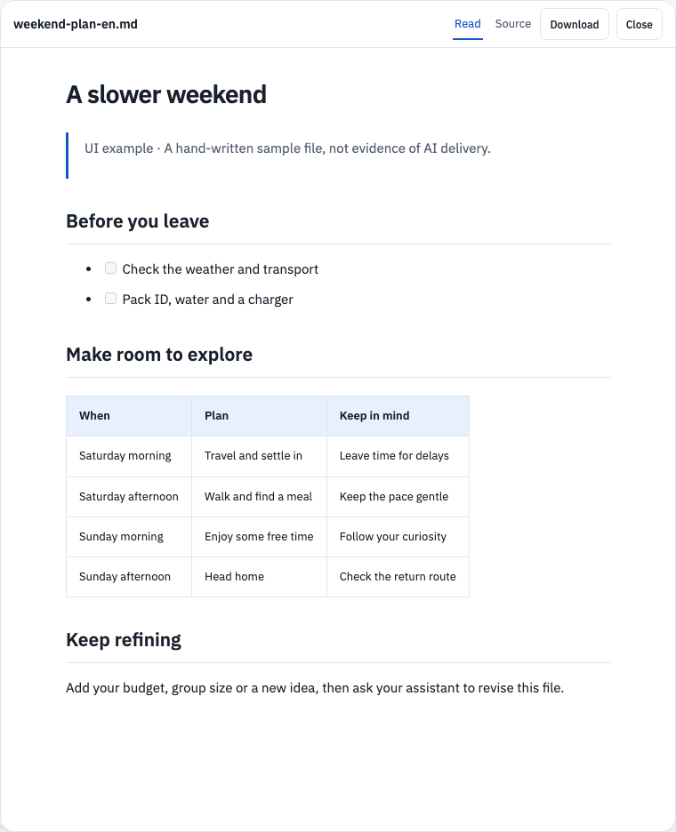 Read and download a Markdown file