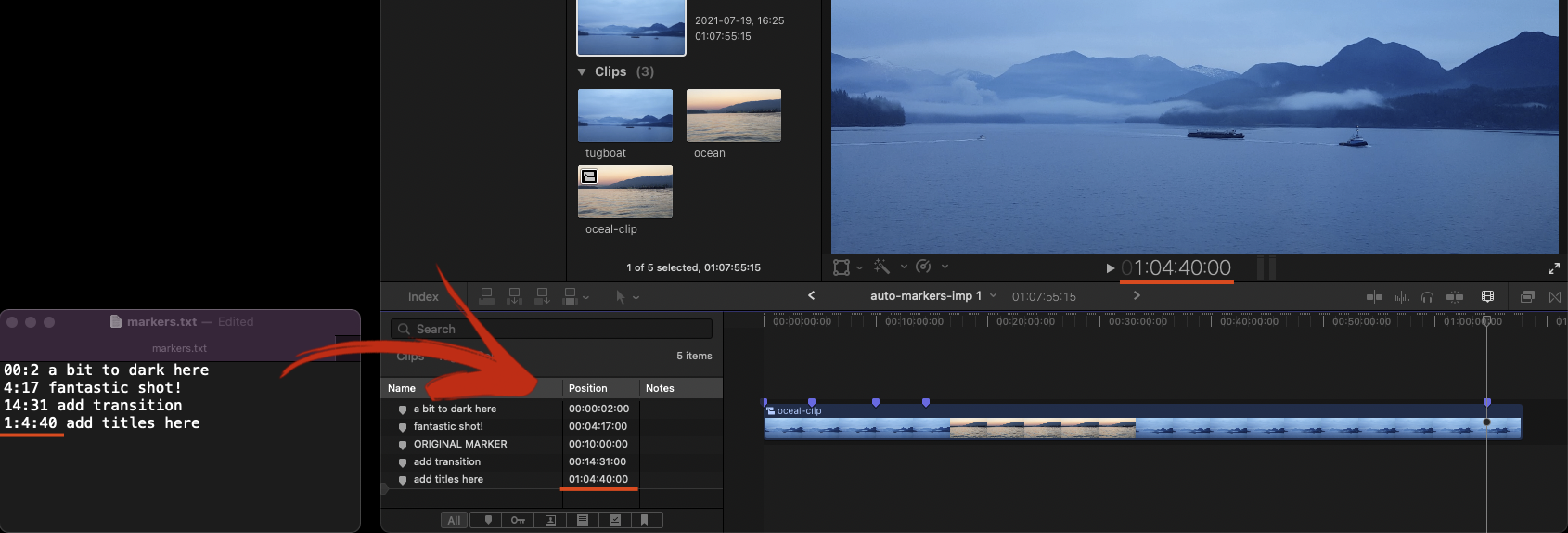 Text to Video Markers FCP - Python