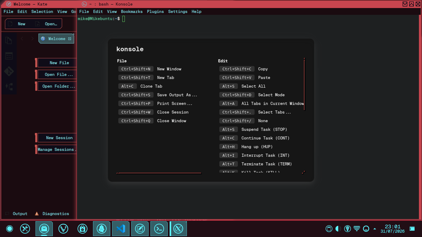 Konsole also plays nice
