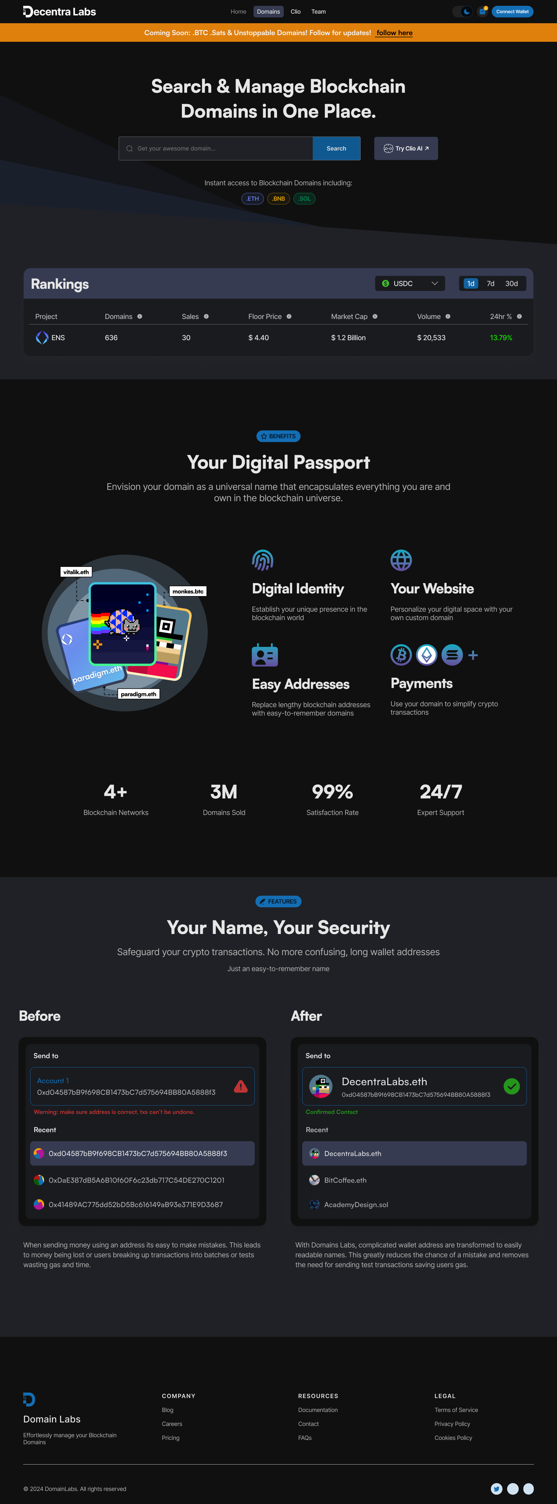 Domain Labs Home desktop dark design