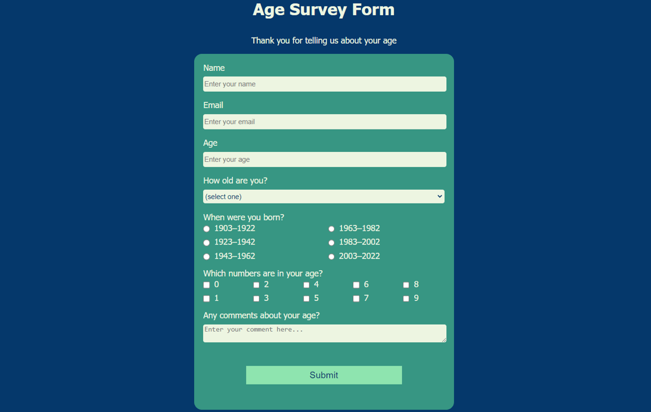 Survey Form project preview