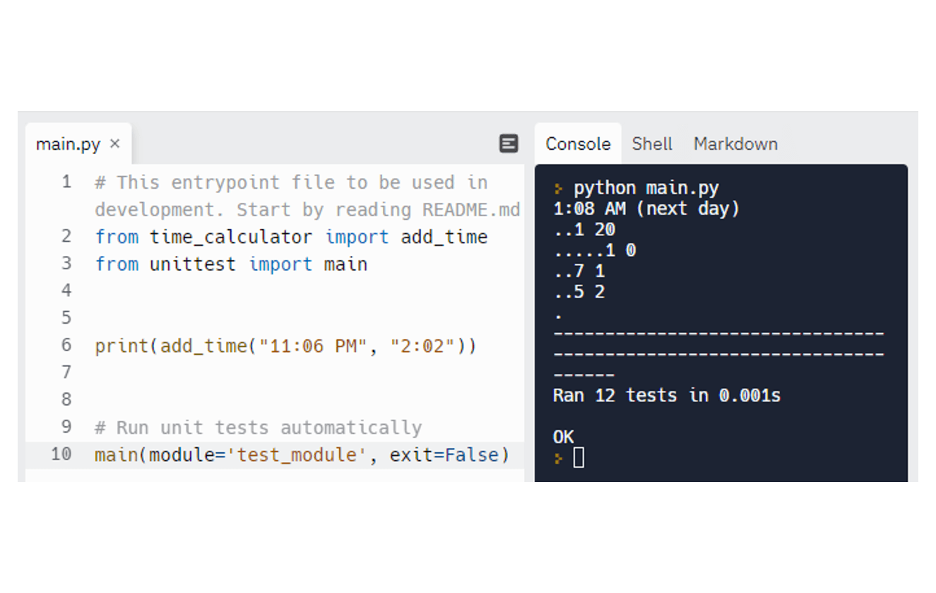 Time Calculator project preview