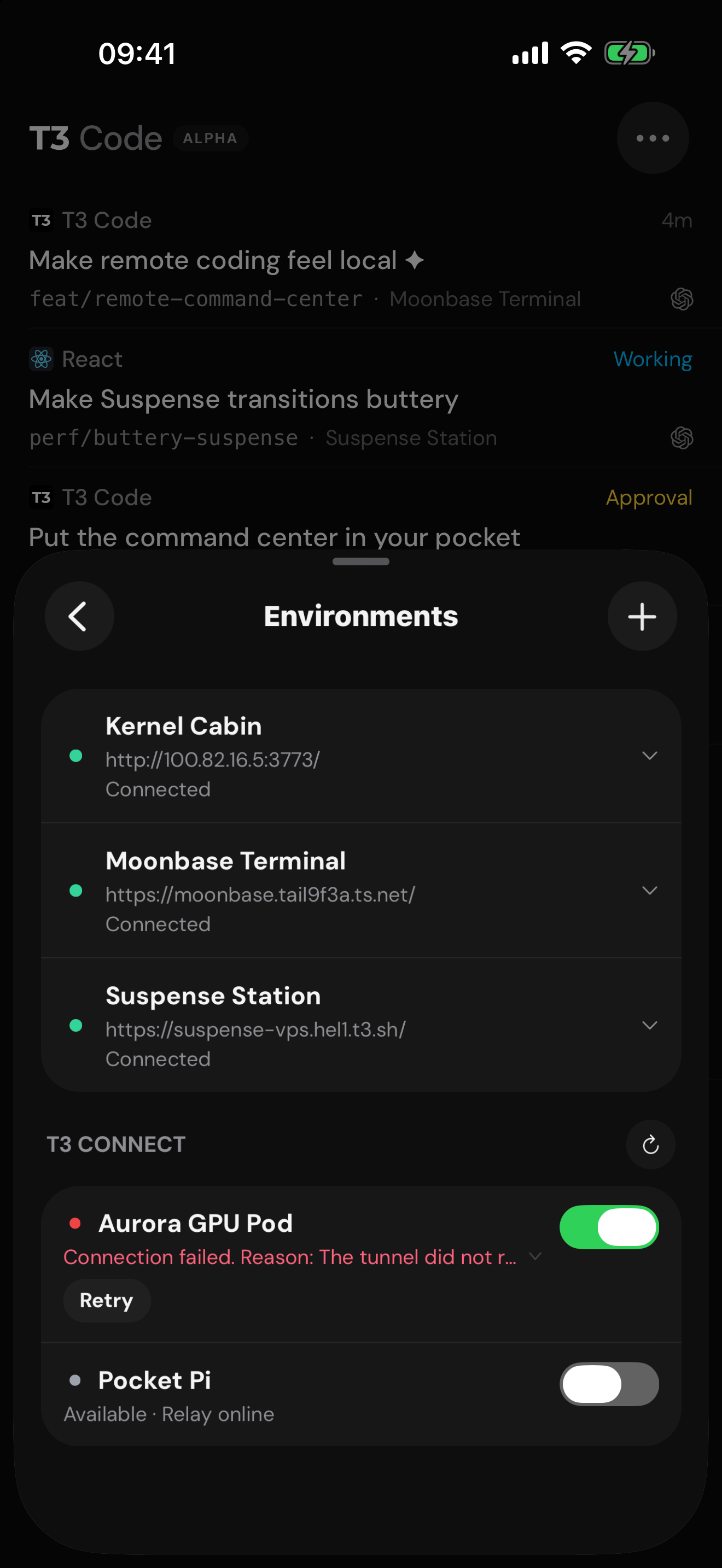Environment management in dark mode