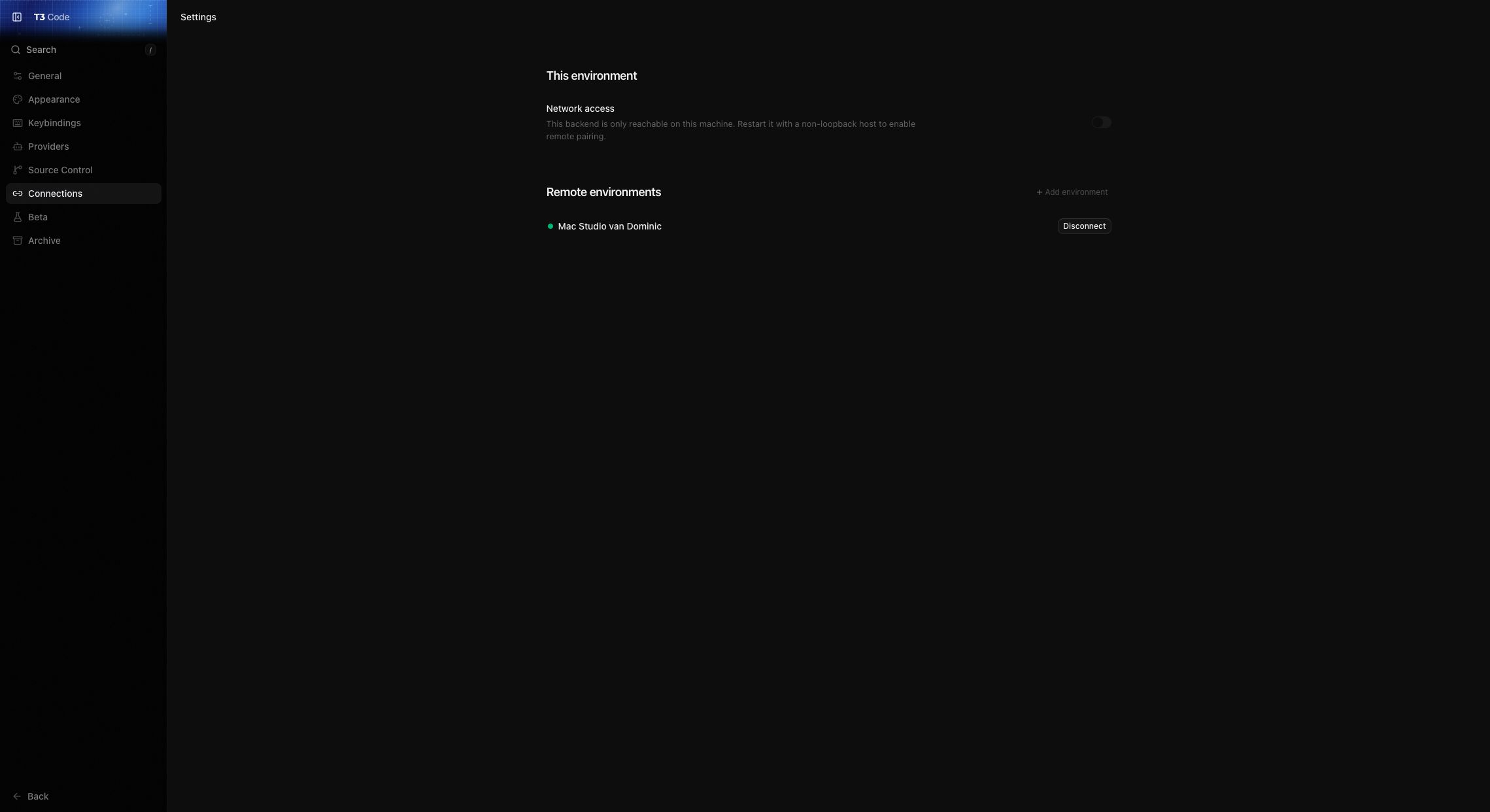 Desktop connections before environment management