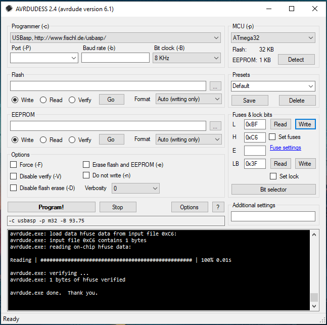 Fuse Bits Settings