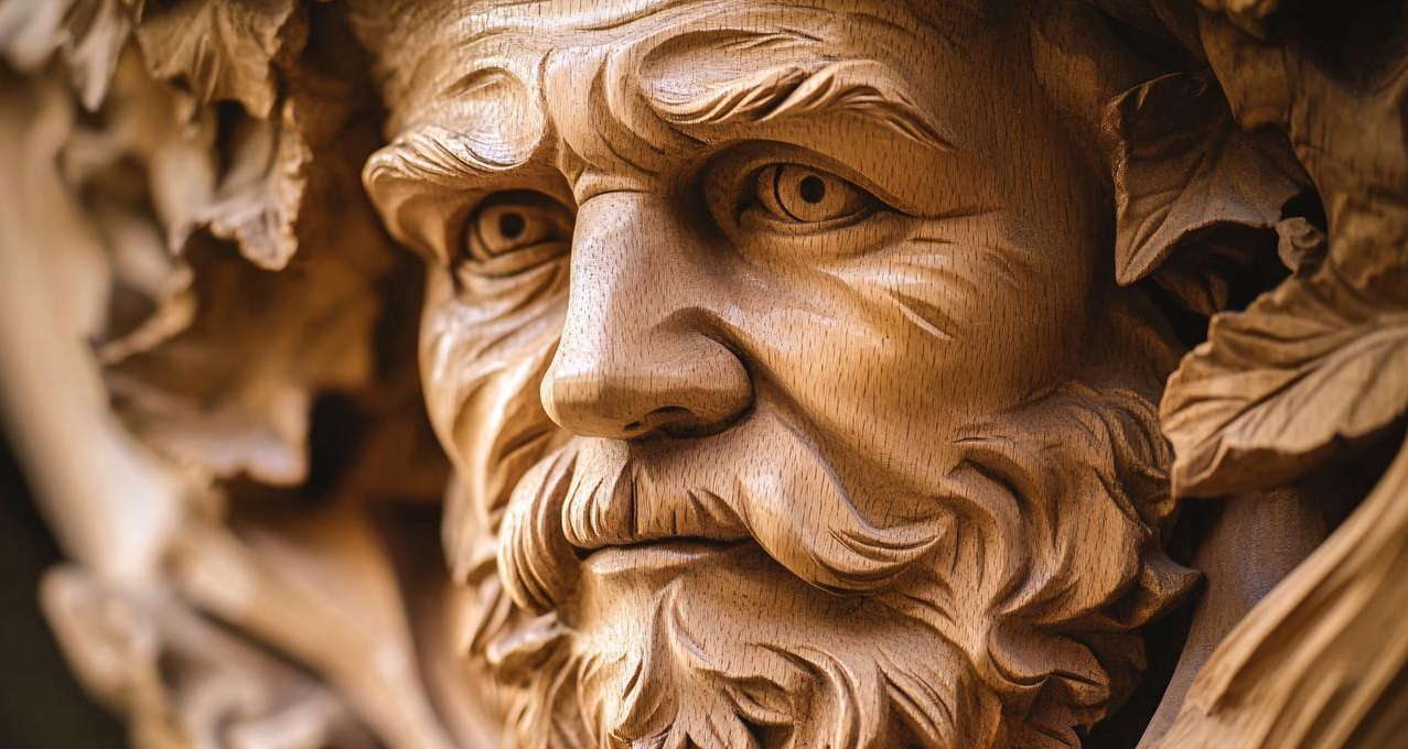 Renaissance wood carving representing the polymathic ideal