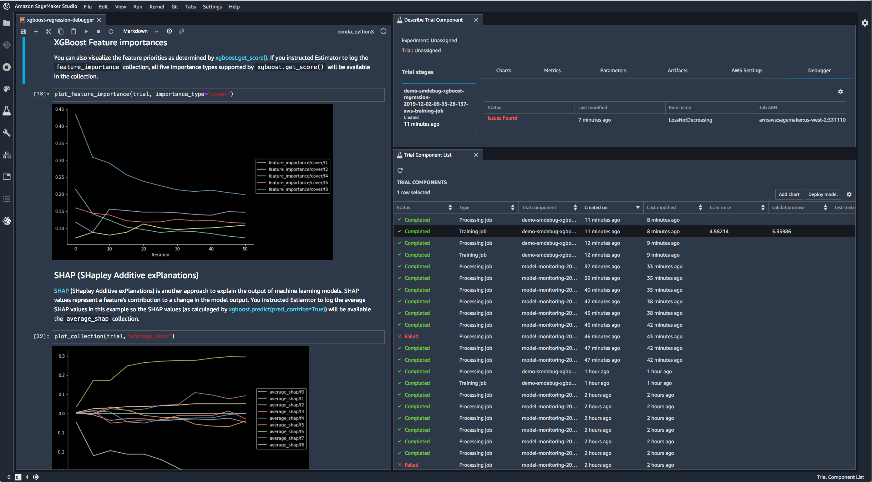 Debugger XGBoost Visualization Example