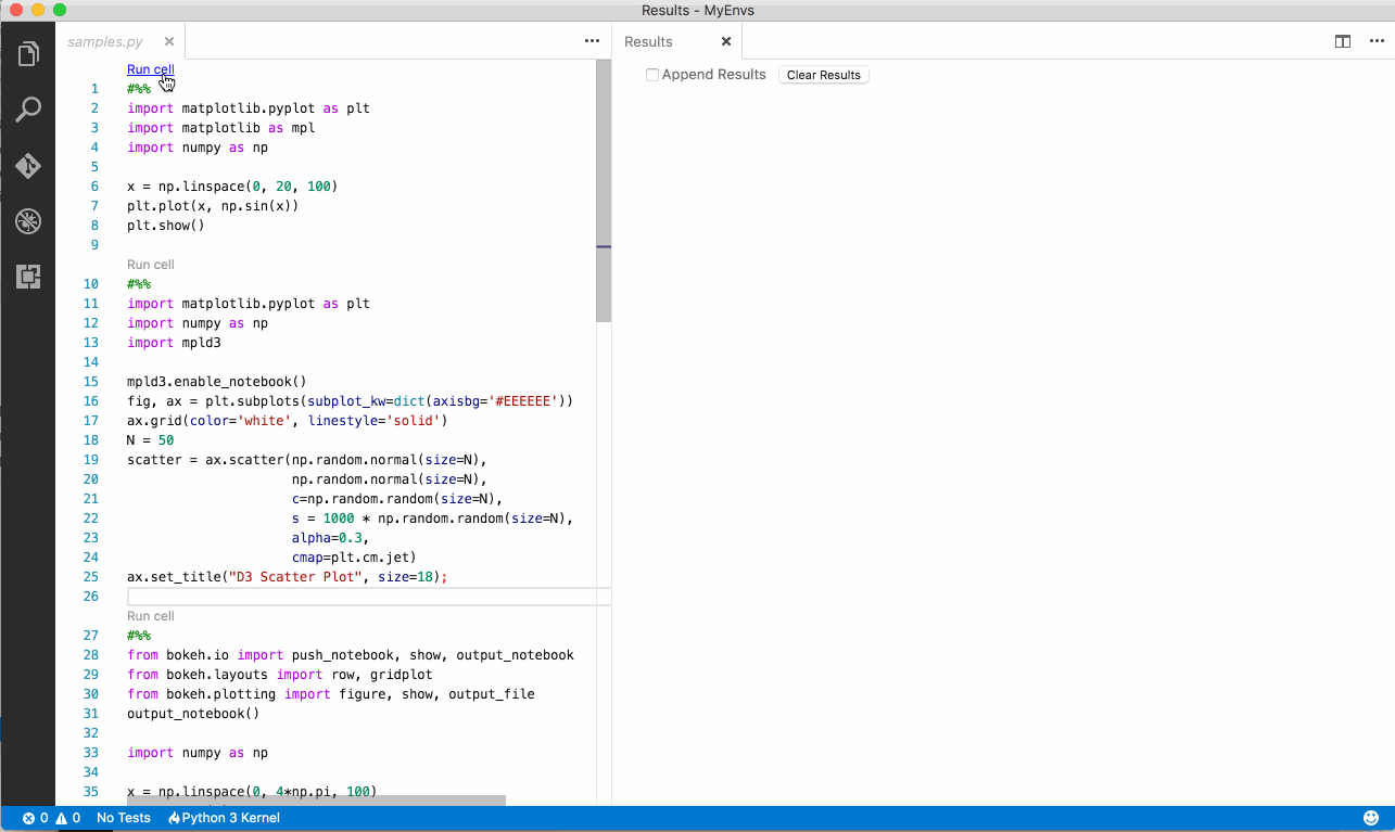 Matplotlib in visual studio code