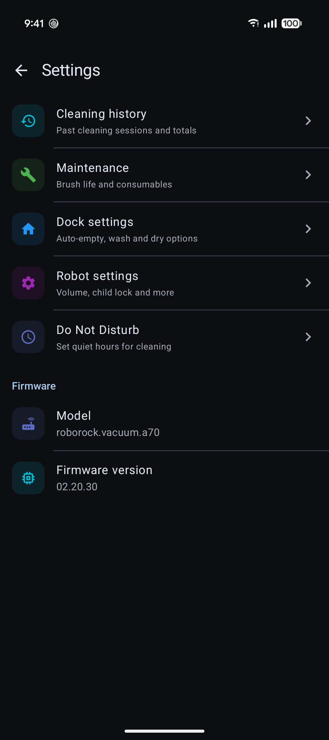 Robot settings