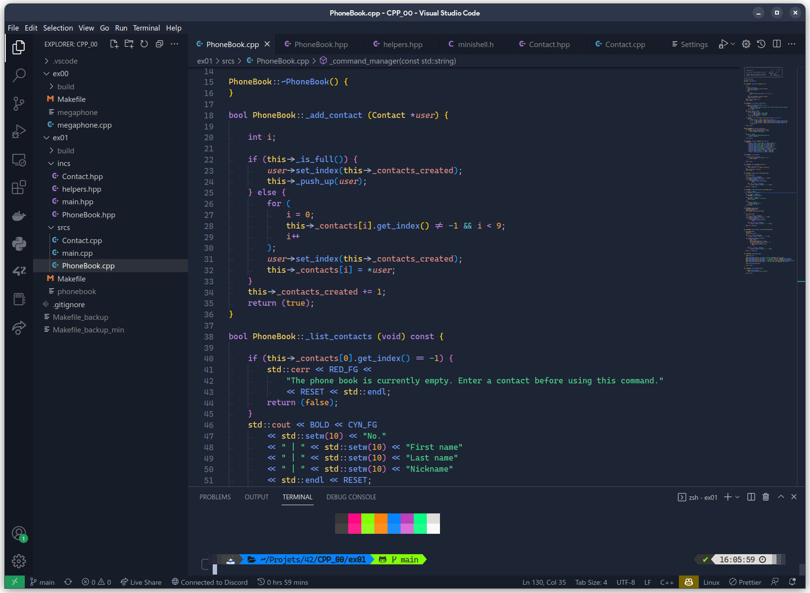 Screenshot of a C++ environment