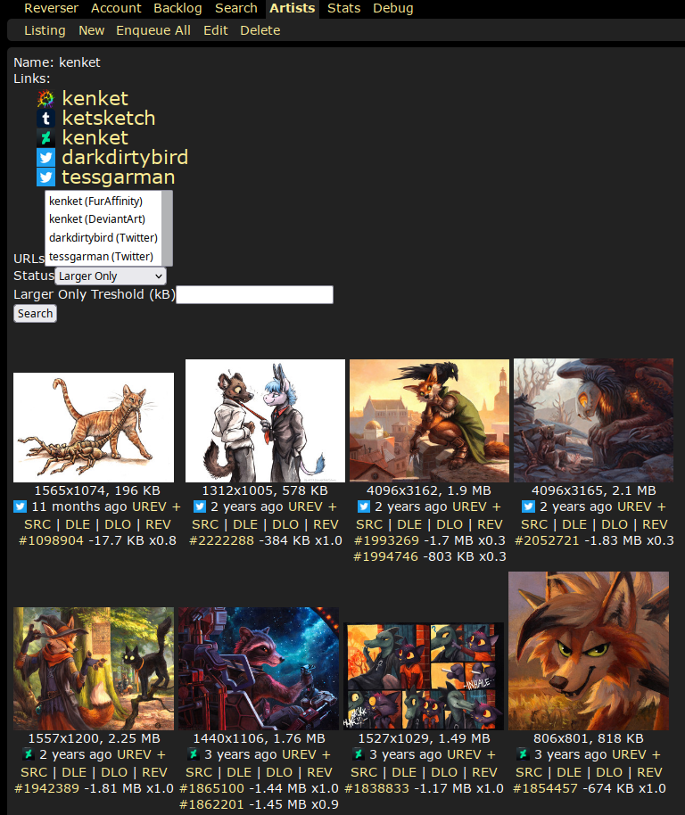 Larger image search for kenket