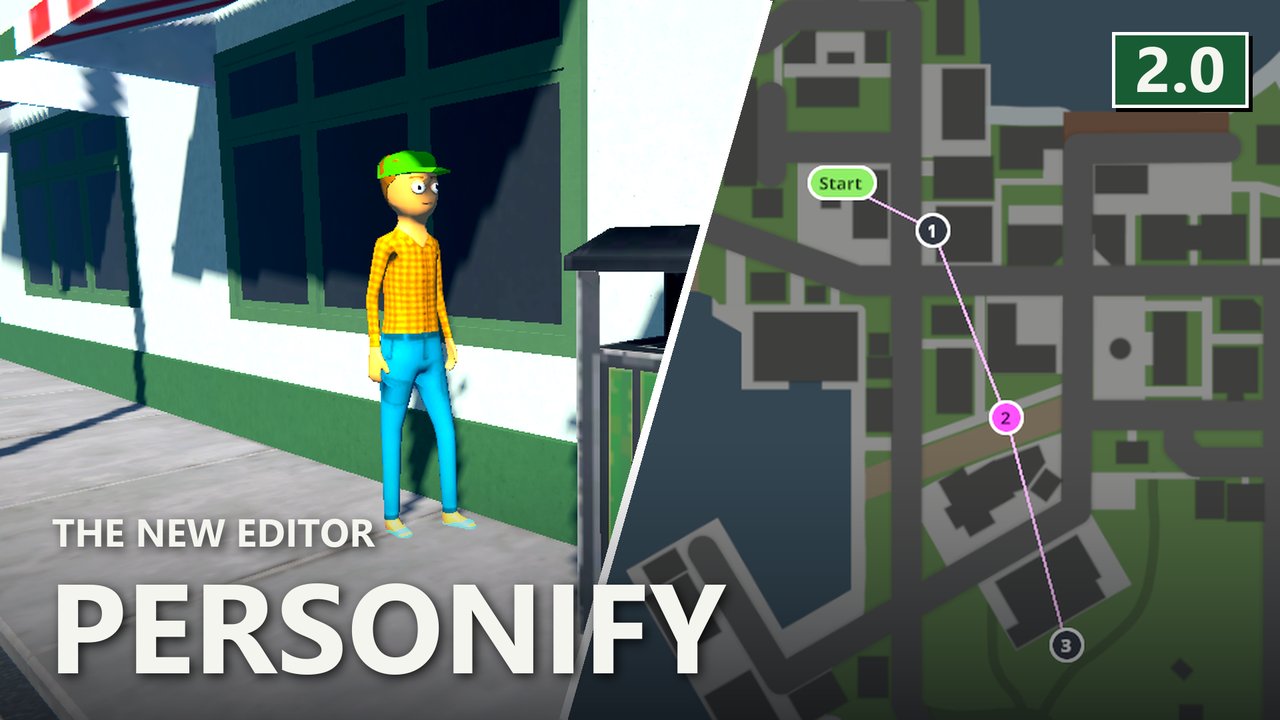 The new editor next to an NPC from it in town