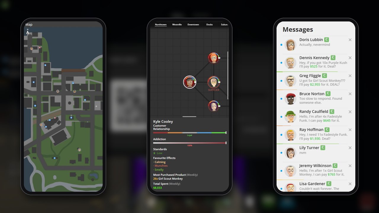 Map, contacts graph and messages