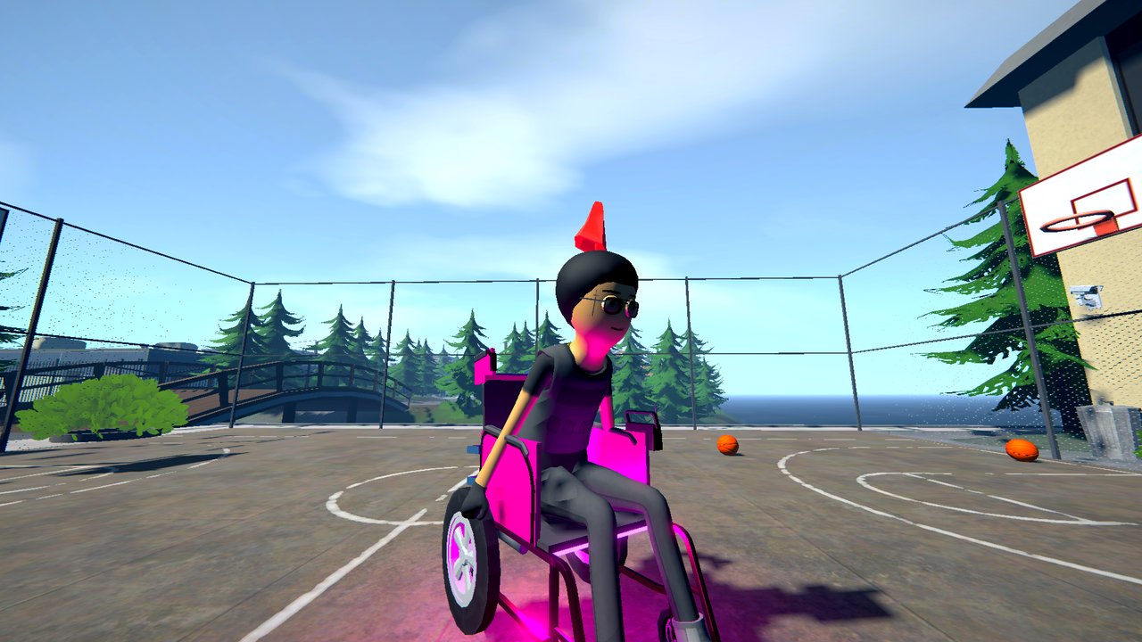A second build in hot pink with a gnome hat and muscle rims