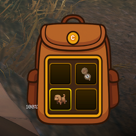 Backpack open with items