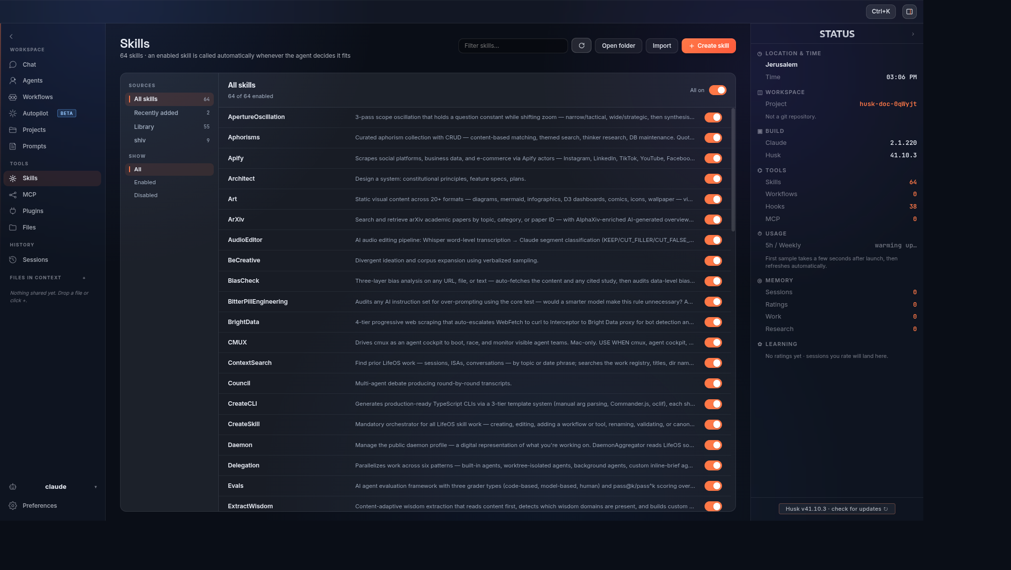 Skills page