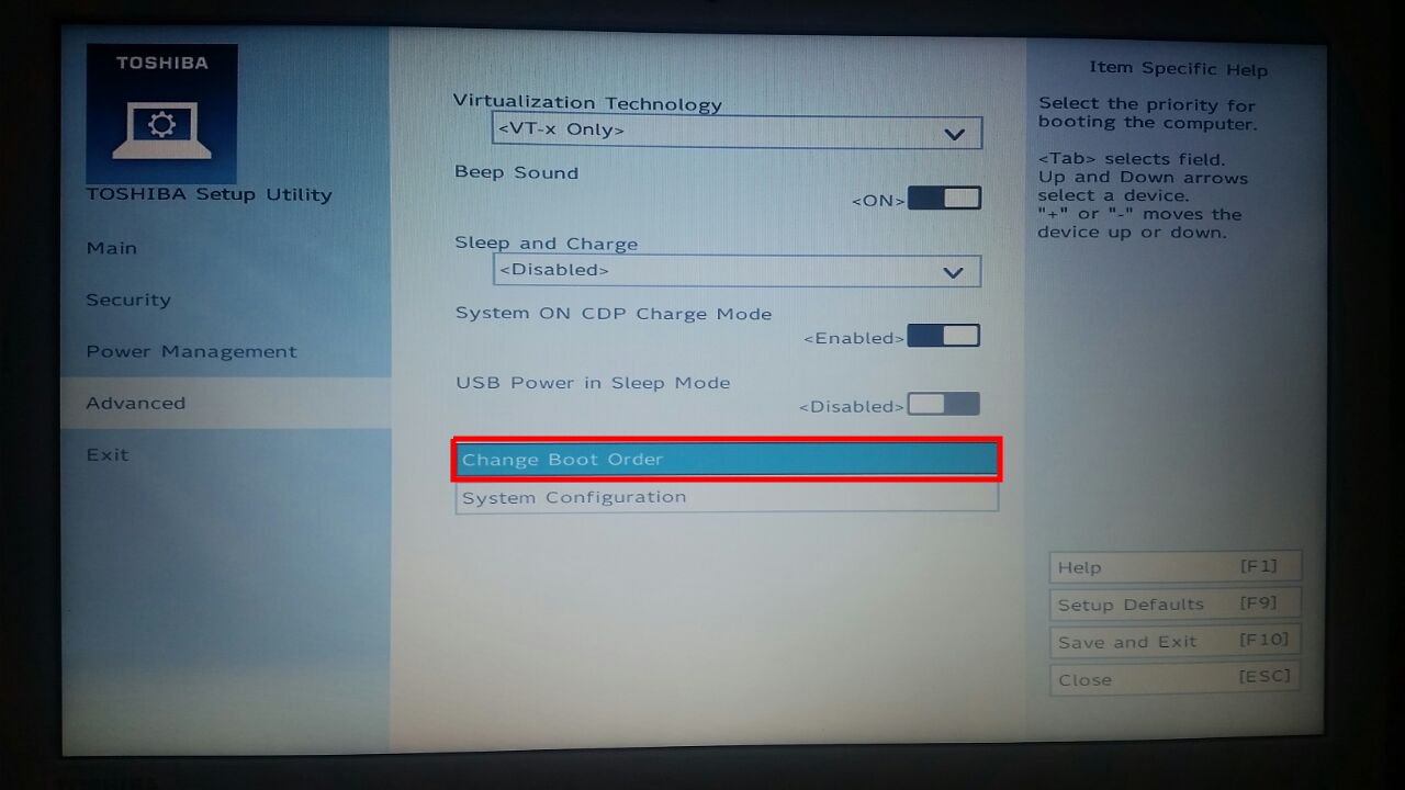 Toshiba Setup Utility