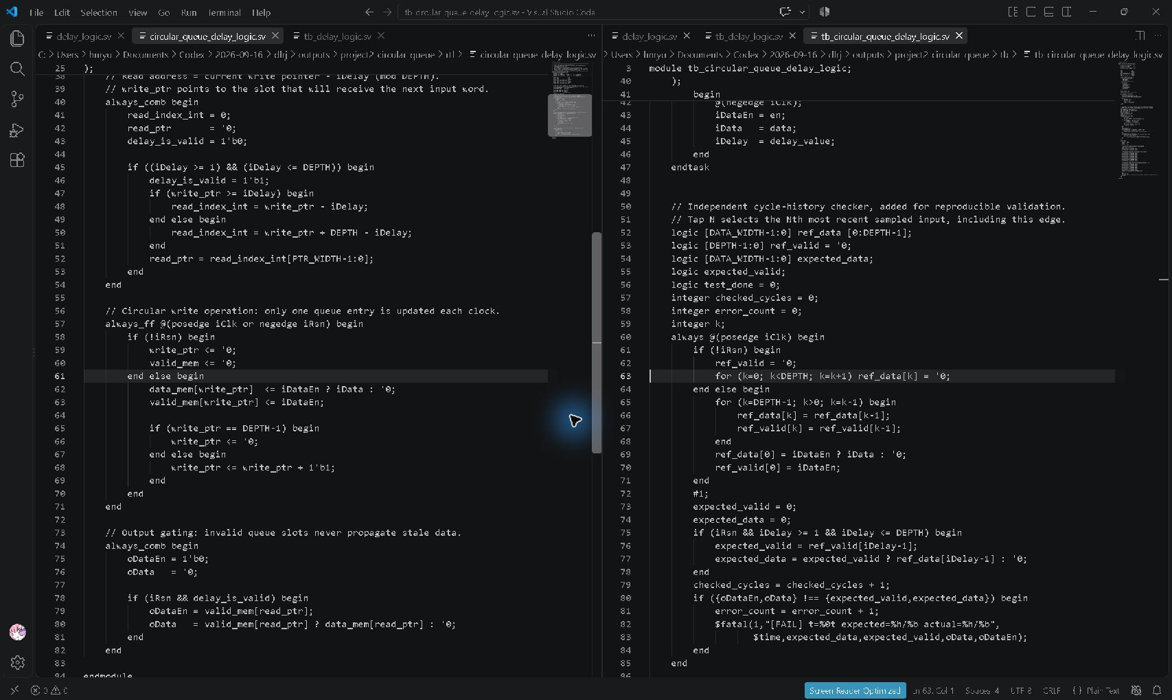 Project 2 실제 VS Code RTL·테스트벤치