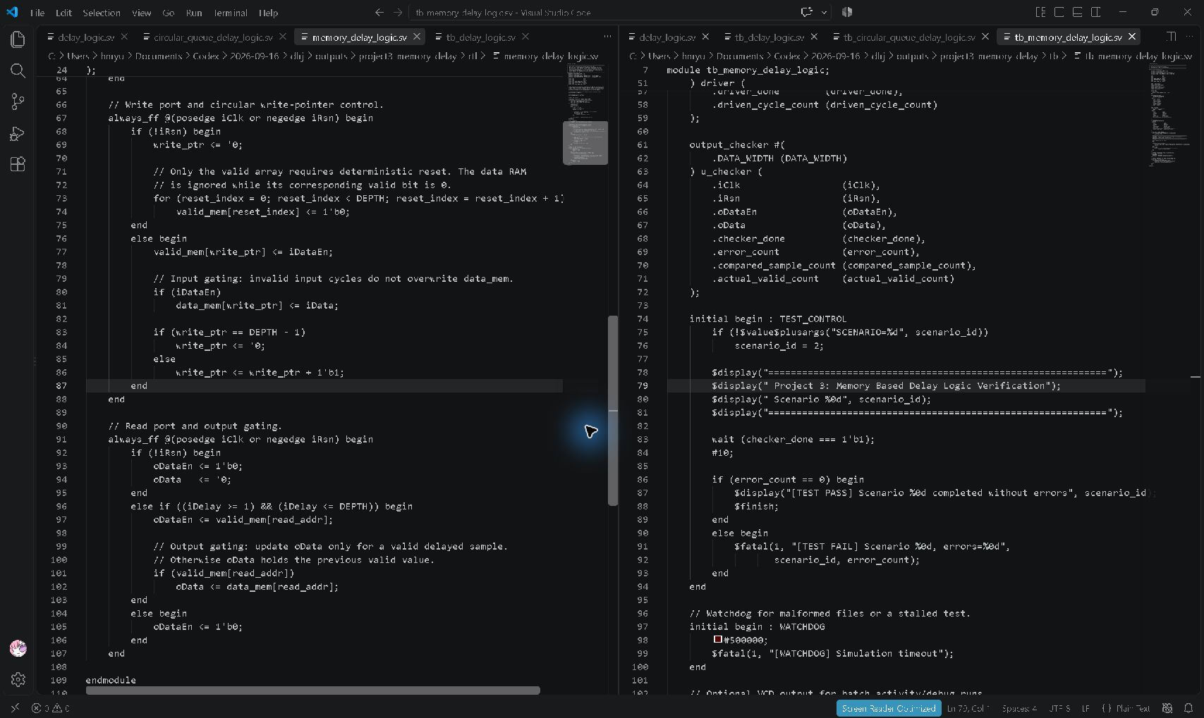 Project 3 실제 VS Code RTL·테스트벤치