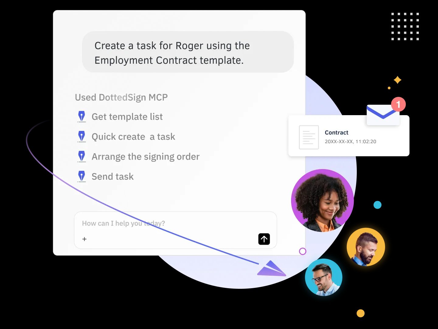 Create and send a signing task from a template