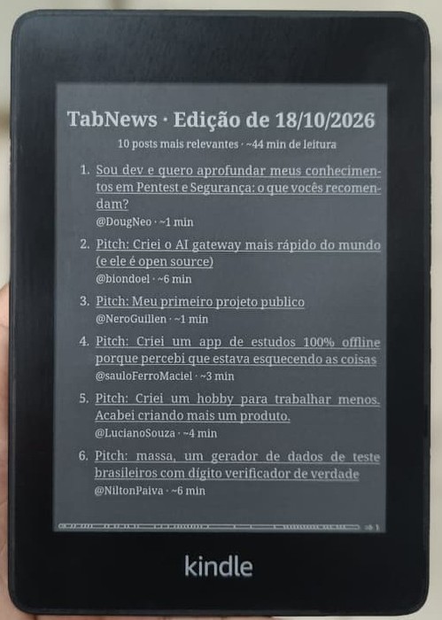 TabNews no Kindle: edição do dia