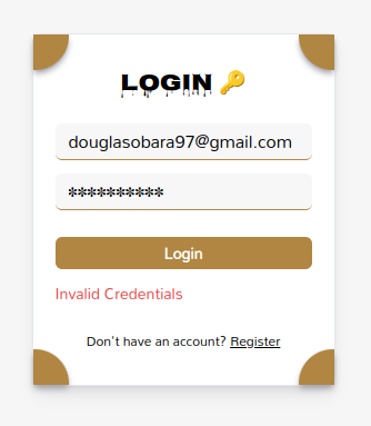 login form screenshot