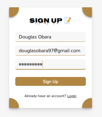 signup form screenshot