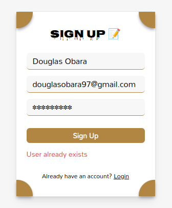 signup form screenshot