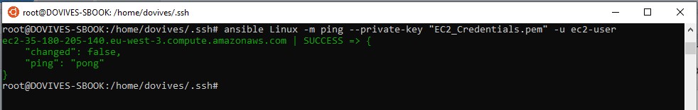 ANSIBLE Ping Linux