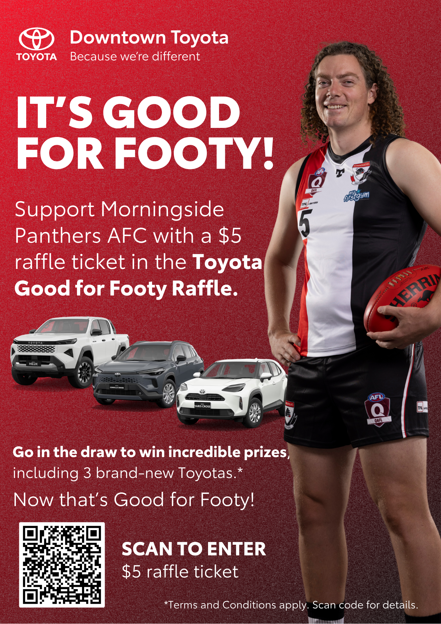 Morningside Panthers Toyota Good for Footy raffle promotion