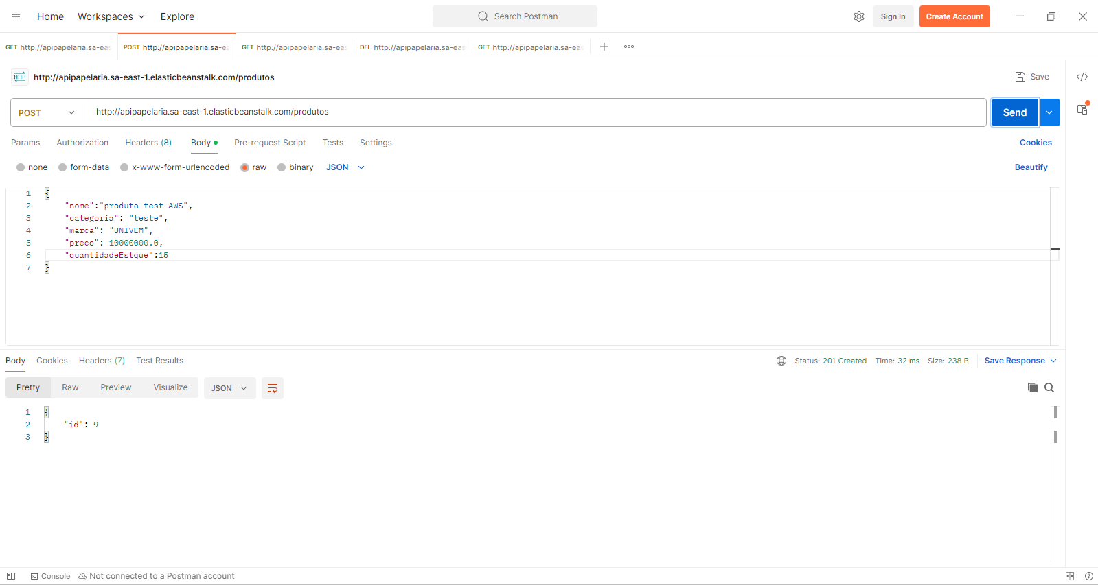 add new product postman