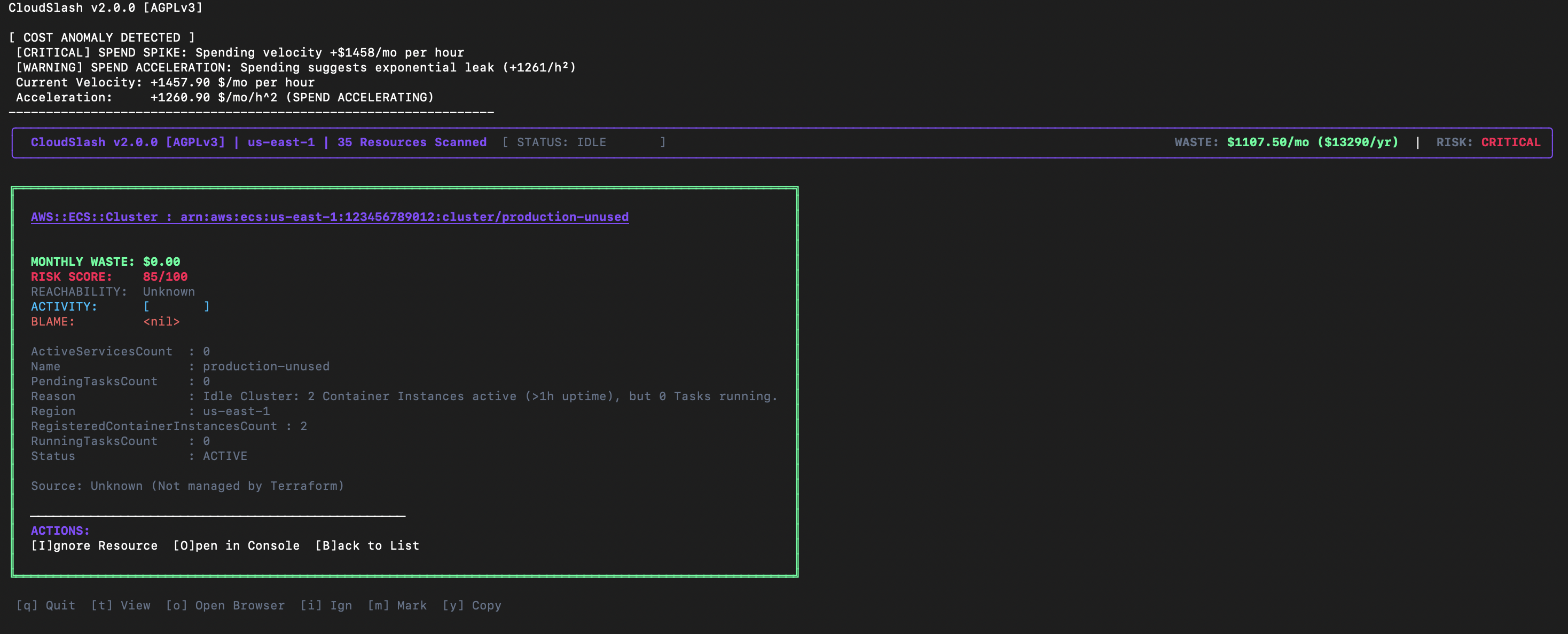 demo screen of cloudslash