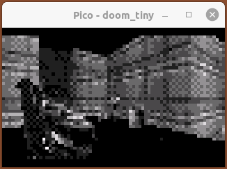 A screenshot of low res Doom in a window