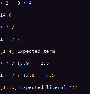 Example expression errors