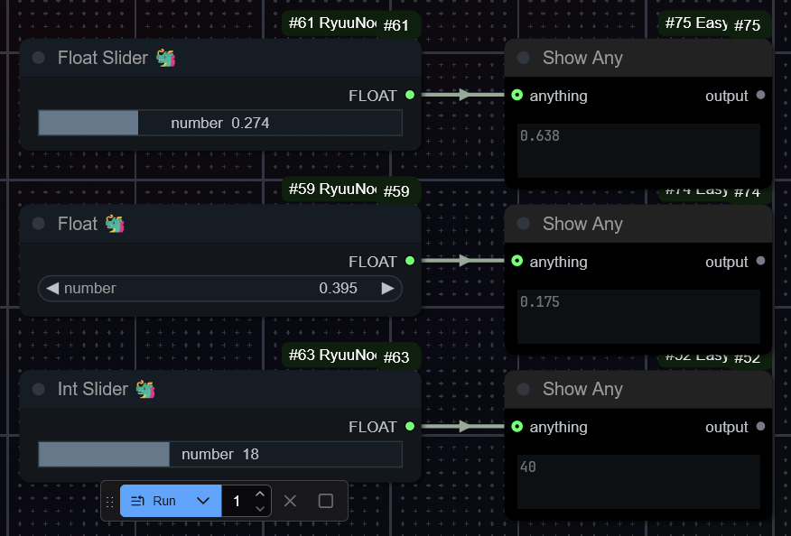 numbers and sliders nodes showcase