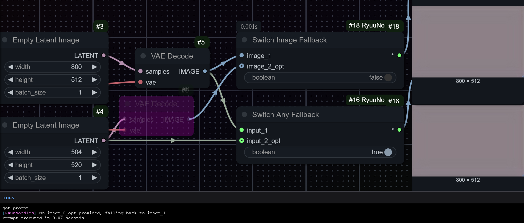 Showcase for switch nodes